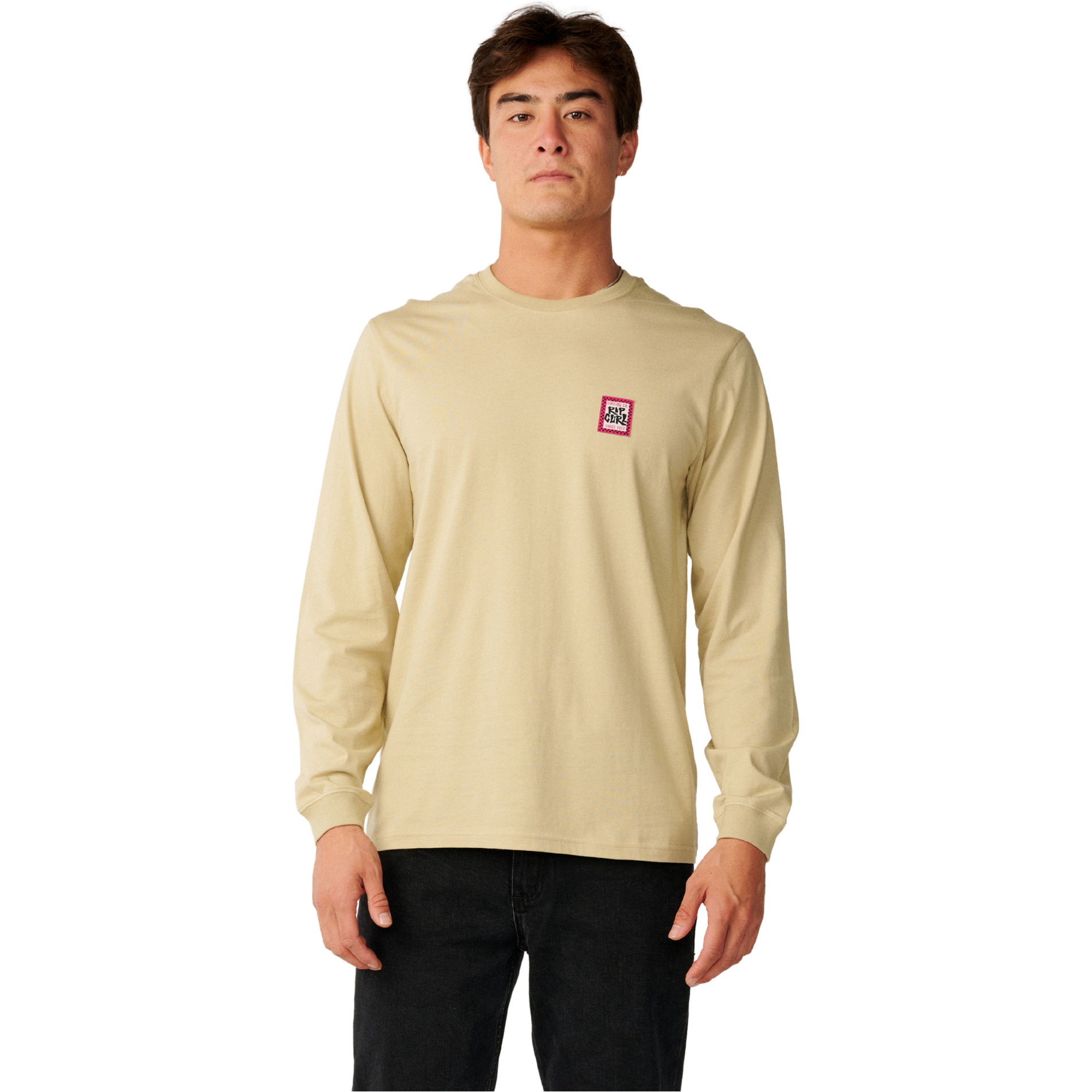 2026 Rip Curl Herre Strømlinet Mærke Langærmet T-shirt 13UMTE - Khaki Sand